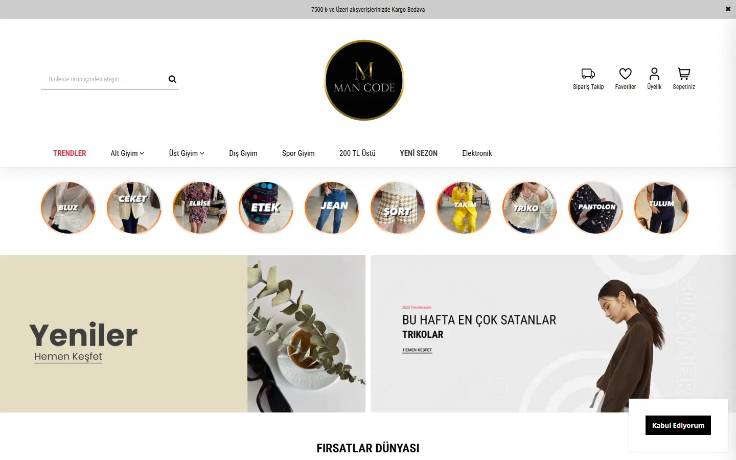 Man Code web sitesinin ana sayfası