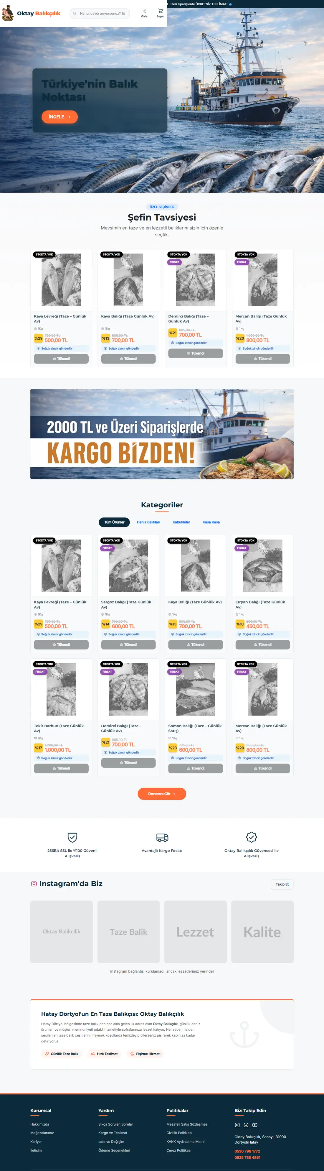 Oktay Balıkçılık web sitesi