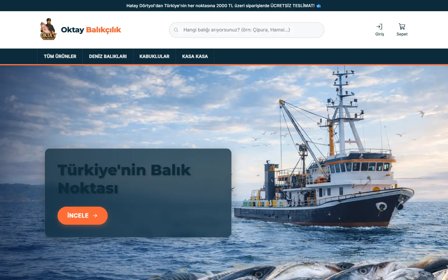 Oktay Balıkçılık web sitesinin ana sayfası